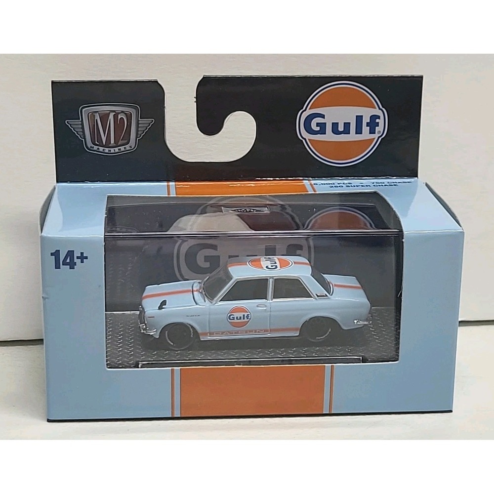 New M2 Machines New Gulf 2025 1970 Datsun 510 WMTS19 25-22 Blue Toy Car Collect
